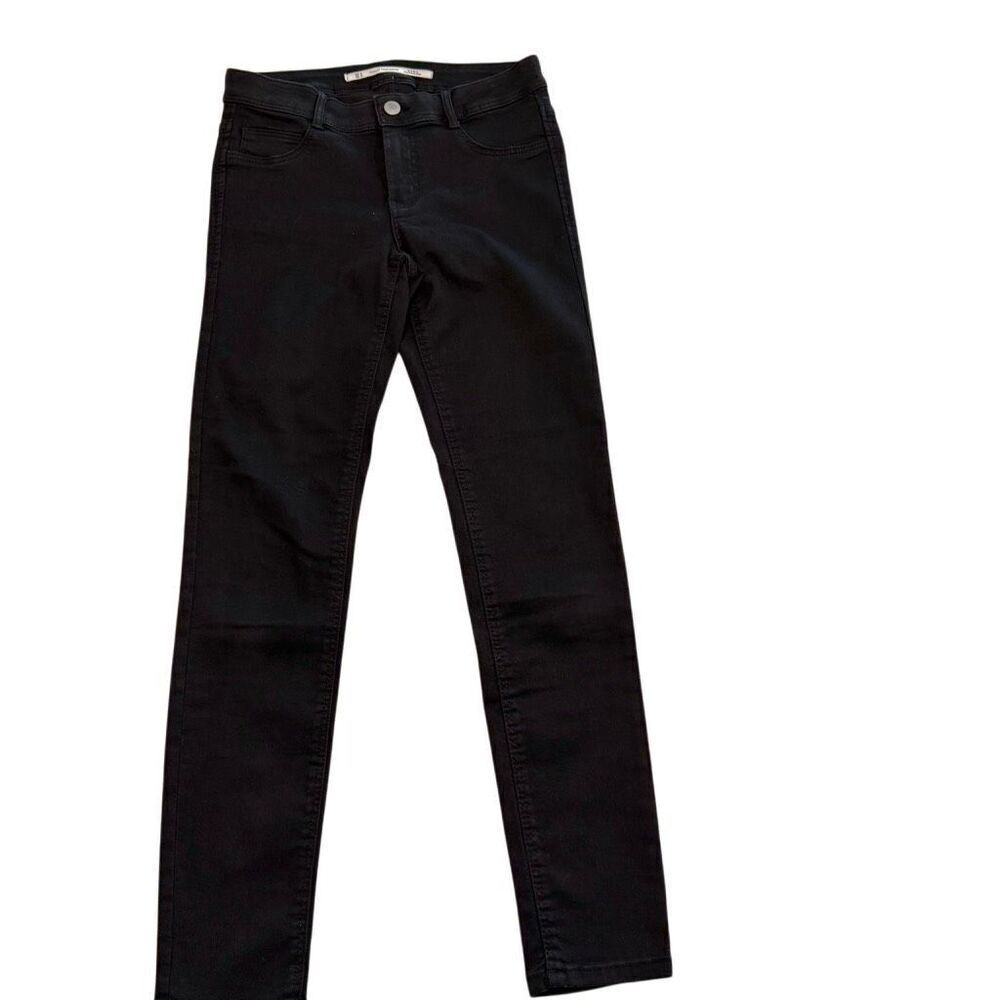 ZARA Trafaluc Denim Makers Button Fly Skinny Black Jeans Size 6